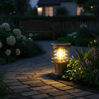 Layered Cylinder Pathway Light Bollard for Yard & Walkway 7W LED Weatherproof Post Lamp Aluminum Construction Black Bronze 12-32 in Heights