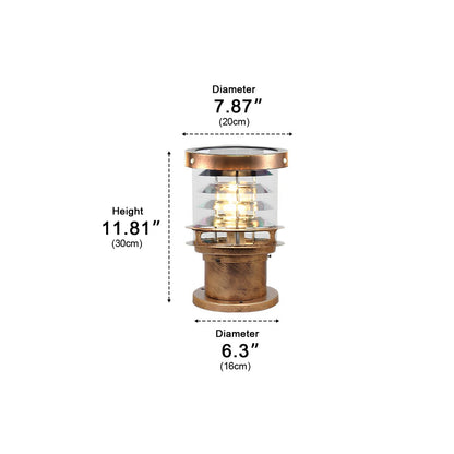 Layered Cylinder Pathway Light Bollard for Yard & Walkway 7W LED Weatherproof Post Lamp Aluminum Construction Black Bronze 12-32 in Heights