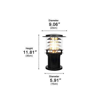 Layered Cylinder Pathway Light Bollard for Yard & Walkway 7W LED Weatherproof Post Lamp Aluminum Construction Black Bronze 12-32 in Heights