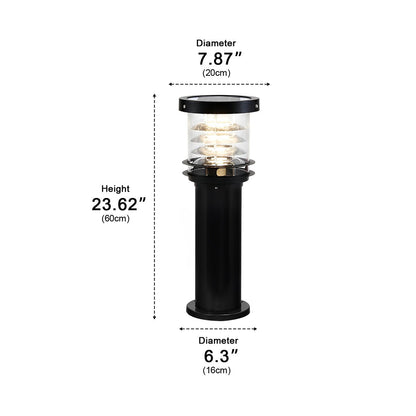 Layered Cylinder Pathway Light Bollard for Yard & Walkway 7W LED Weatherproof Post Lamp Aluminum Construction Black Bronze 12-32 in Heights
