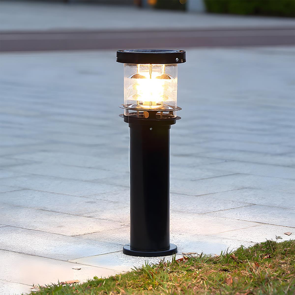 Layered Cylinder Pathway Light Bollard for Yard & Walkway 7W LED Weatherproof Post Lamp Aluminum Construction Black Bronze 12-32 in Heights