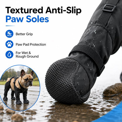 Ortekor Stay-On Waterproof Dog Walking Boots for Rain, Mud & Hot Pavement - Anti-Slip Paw Protection Suit