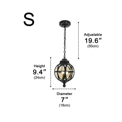 Outdoor Hanging Globe Ceiling Light Metal and Glass for Patio Pergola Covered Terrace Garden Porch Deck Veranda Lighting Fixture Weather Res