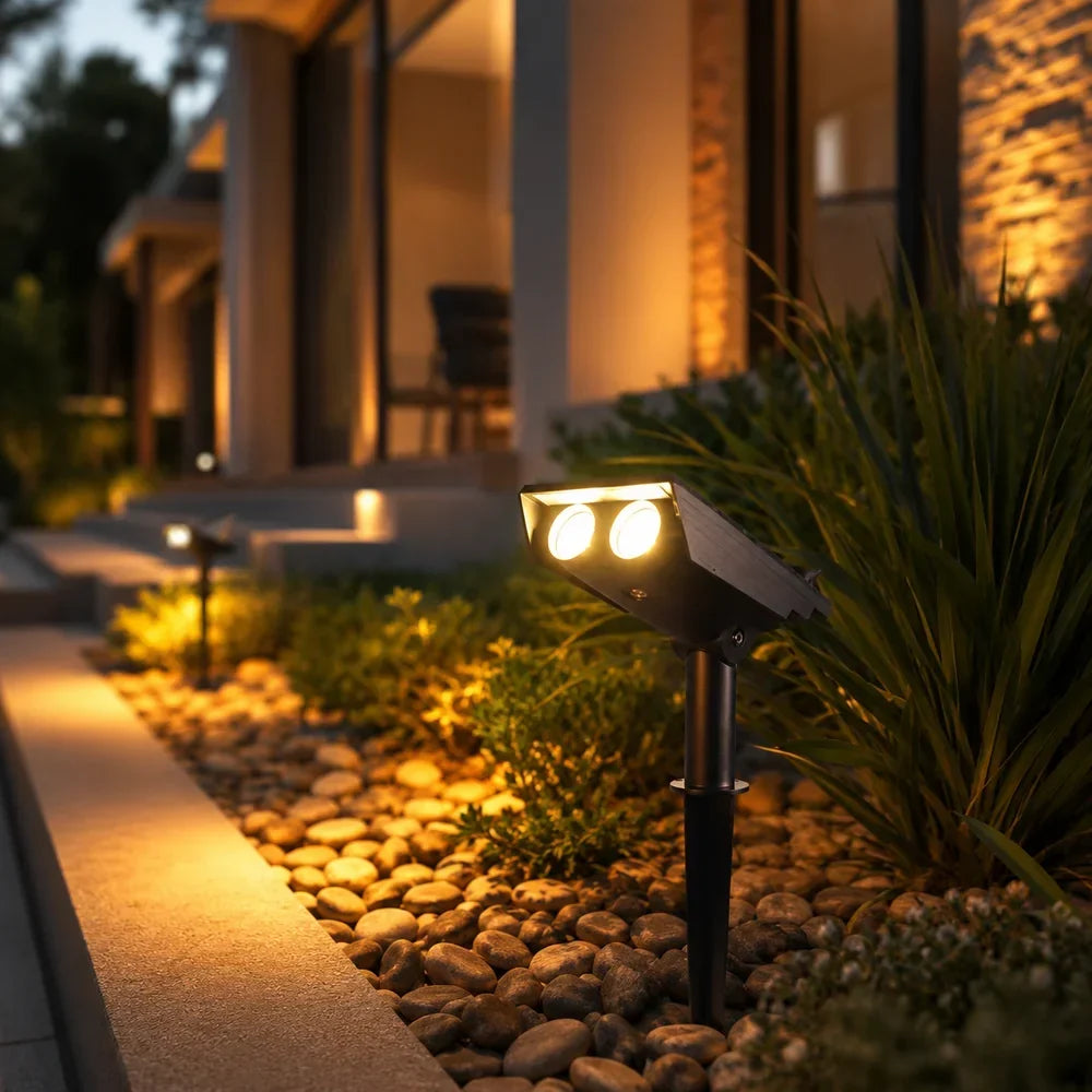 Outdoor Solar Garden Spotlight with Adjustable Beam – Rechargeable Stake Light for Yard, Walkway & Patio Lighting
