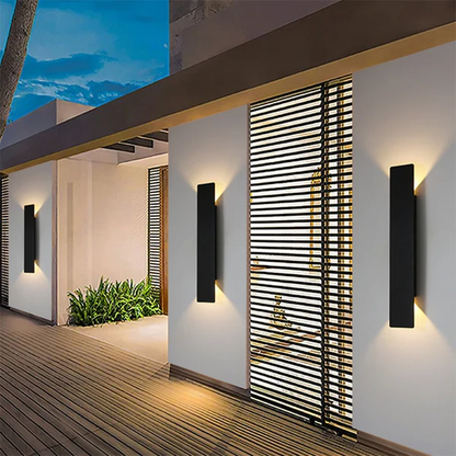 Outdoor LED Wall Light Aluminum Waterproof Sconce Modern Slim Strip Design for Patio Garden Facade Warm White Cold White