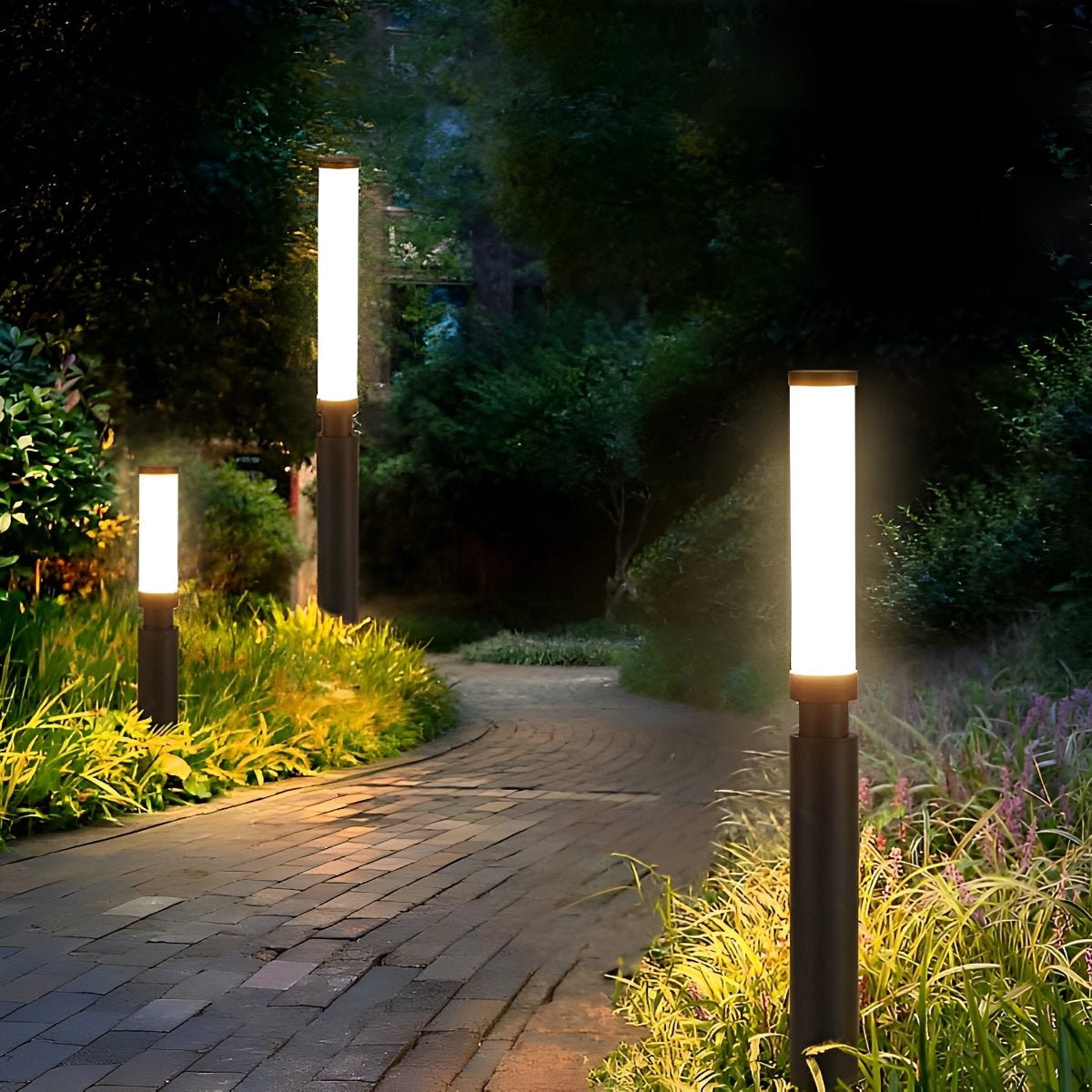 Tall Aluminum Outdoor Post Lamp 6.5 ft Black LED Bollard Light for Driveways Pathways Walkways Yards Landscapes Patios Waterproof IP55 3000K