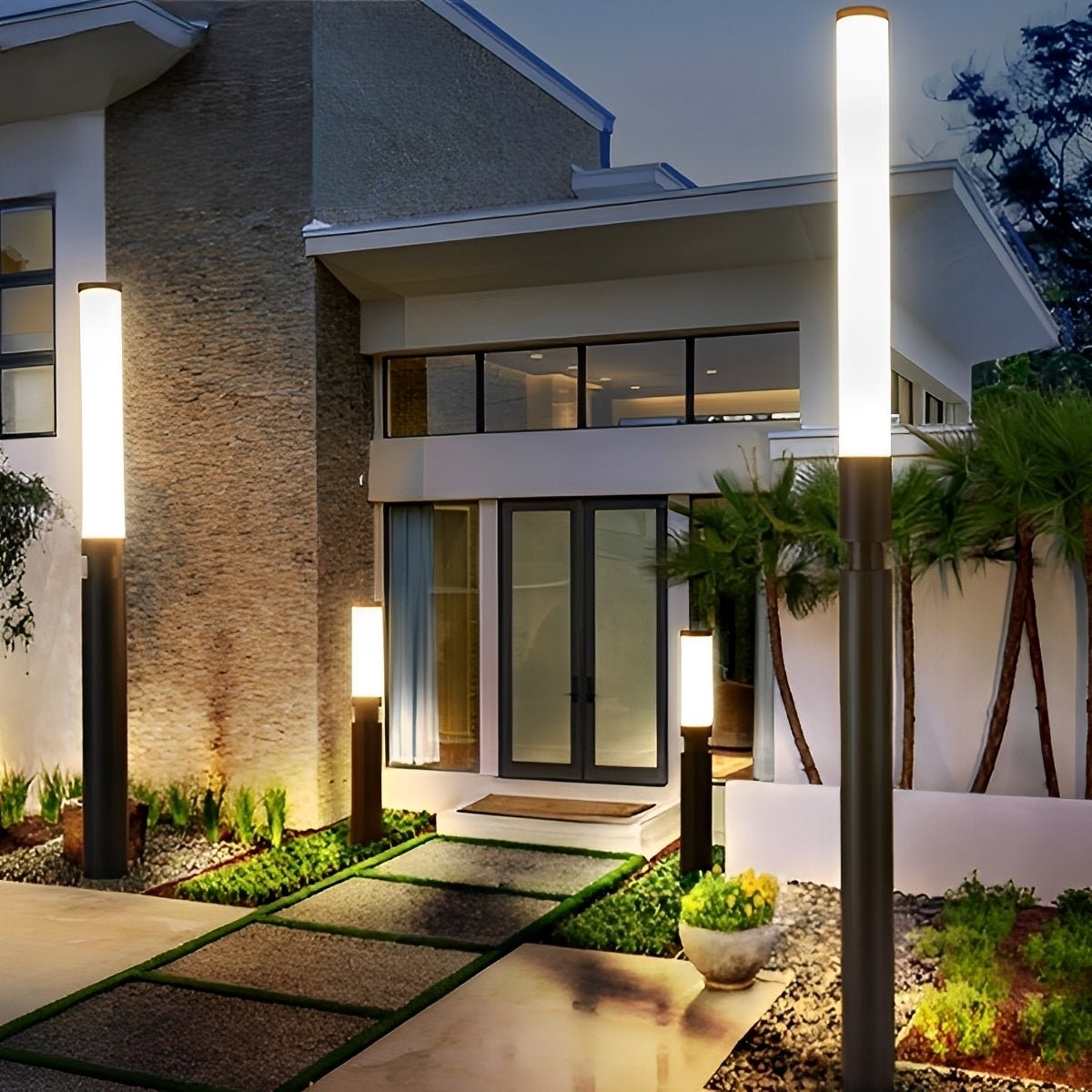 Tall Aluminum Outdoor Post Lamp 6.5 ft Black LED Bollard Light for Driveways Pathways Walkways Yards Landscapes Patios Waterproof IP55 3000K