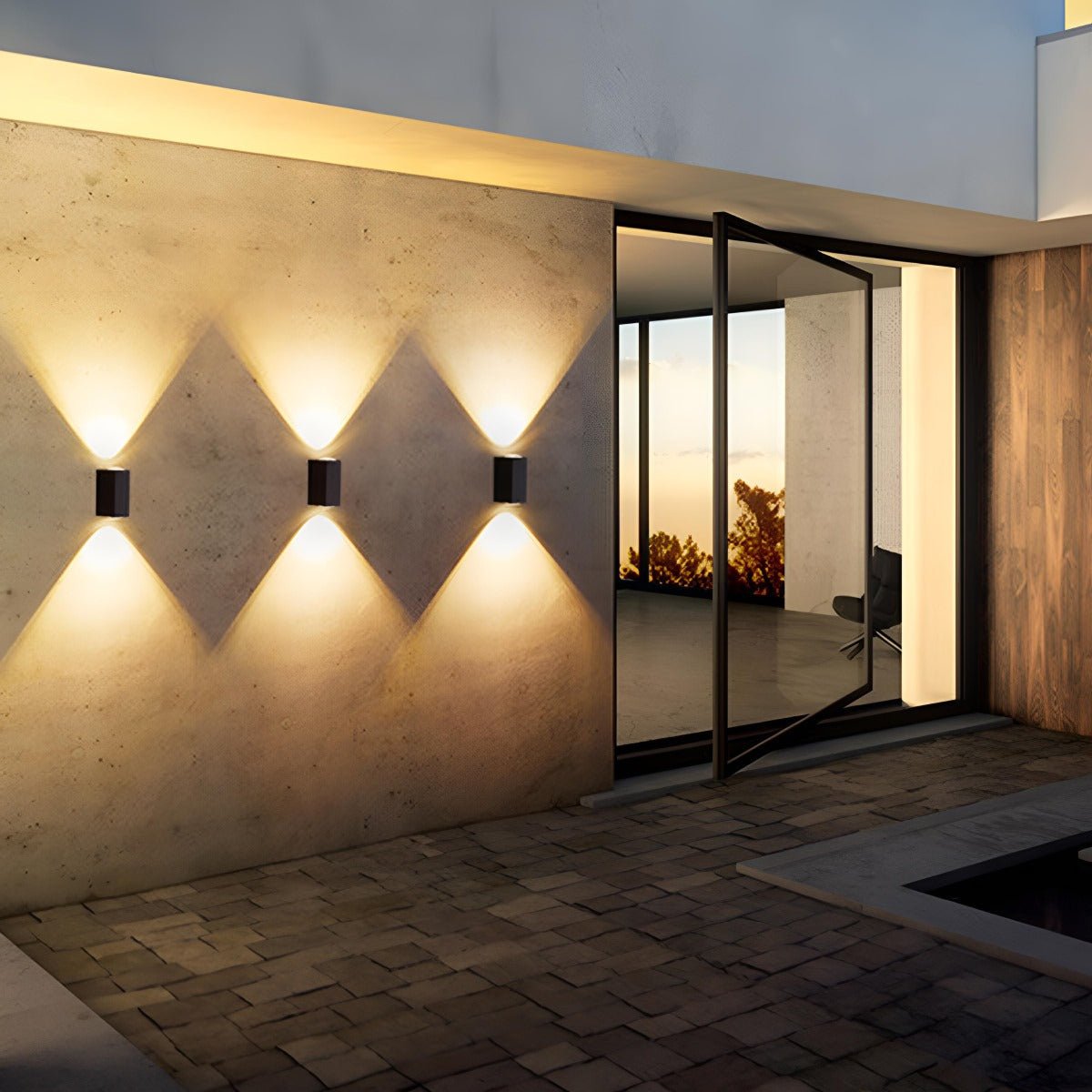 Outdoor LED Sconce Fixture Dual Beam Waterproof Aluminum Housing for Exterior Entryway Porch Patio Garage Modern Architectural Lighting 3.5×