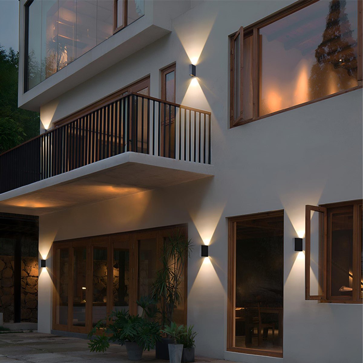 Outdoor LED Sconce Fixture Dual Beam Waterproof Aluminum Housing for Exterior Entryway Porch Patio Garage Modern Architectural Lighting 3.5×