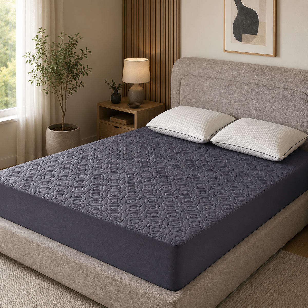 Waterproof Mattress Protector, Quilted Waterproof Mattress Cover with Deep Pocket up to 18 Inch, Fitted Bed Protector