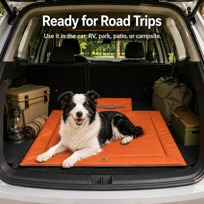 Ortekor Waterproof Outdoor Pet Camping Mat - Foldable Dog Travel Bed for Camping, Car Trunk & Patio, Keeps Pets Off Wet Grass & Dirt