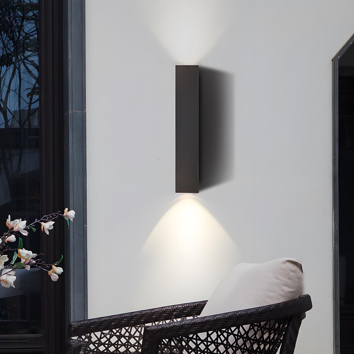 Outdoor LED Wall Light Fixture Up Down Bidirectional Aluminum Housing 20W Porch Patio Garden Exterior Lighting Waterproof IP65 Black Finish