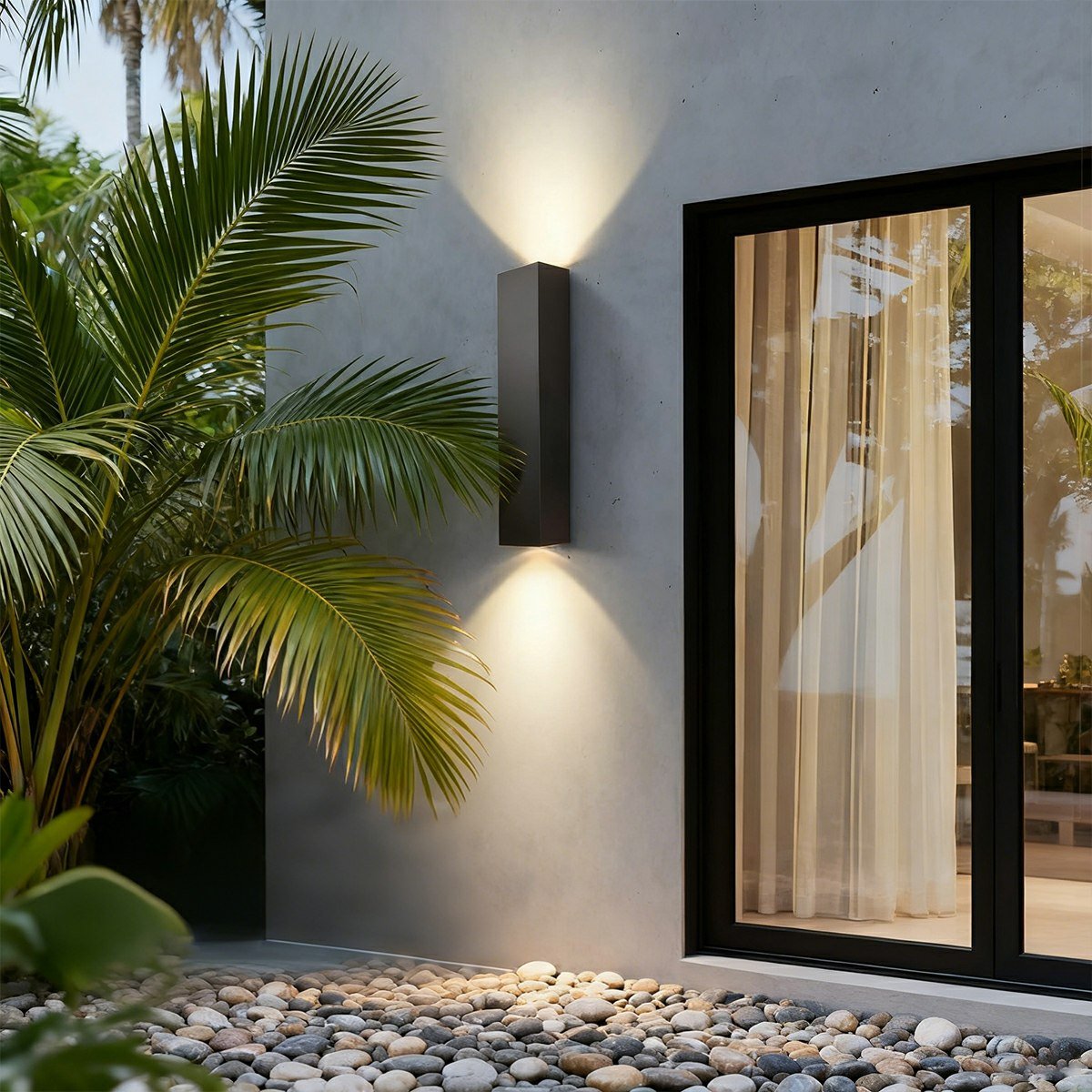 Outdoor LED Wall Light Fixture Up Down Bidirectional Aluminum Housing 20W Porch Patio Garden Exterior Lighting Waterproof IP65 Black Finish