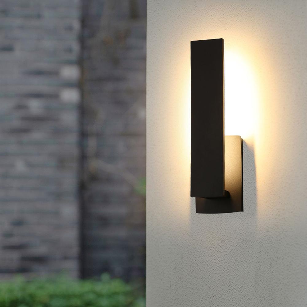 Outdoor LED Wall Sconce Aluminum 17 inch Waterproof Black Porch Light Warm White for Front Door Entry Patio Exterior Home Facade Security Li