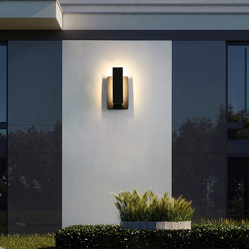 Outdoor LED Wall Sconce Aluminum 17 inch Waterproof Black Porch Light Warm White for Front Door Entry Patio Exterior Home Facade Security Li