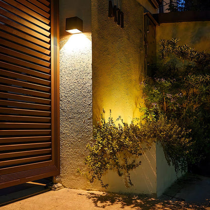 Outdoor Wall Sconce 12W Aluminum Cube Design Black White Up Down Light for Patio Entryway Garden Waterproof IP65