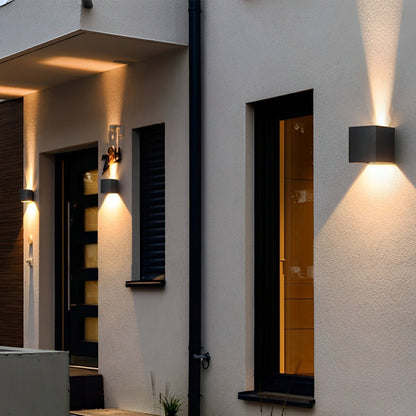 Outdoor Wall Sconce 12W Aluminum Cube Design Black White Up Down Light for Patio Entryway Garden Waterproof IP65