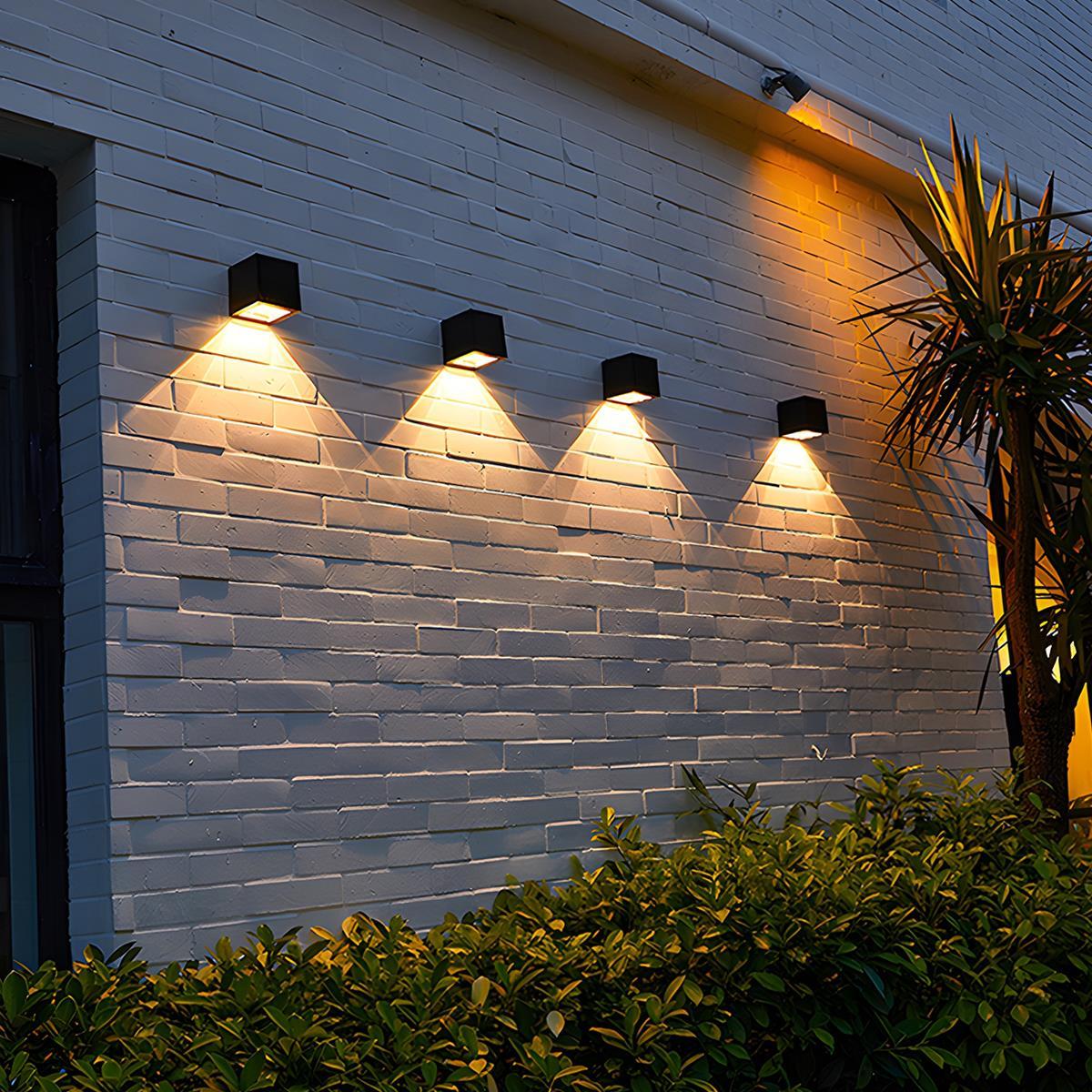 Outdoor Wall Sconce 12W Aluminum Cube Design Black White Up Down Light for Patio Entryway Garden Waterproof IP65