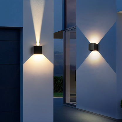 Outdoor Wall Sconce 12W Aluminum Cube Design Black White Up Down Light for Patio Entryway Garden Waterproof IP65