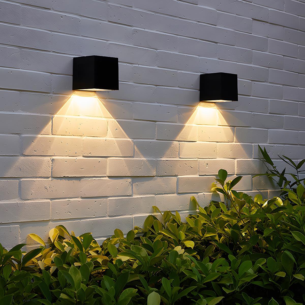 Outdoor Wall Sconce 12W Aluminum Cube Design Black White Up Down Light for Patio Entryway Garden Waterproof IP65