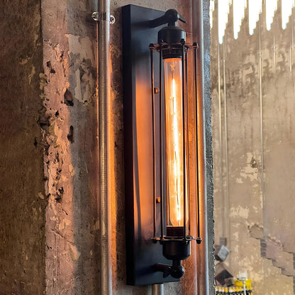 Iron & Glass LED Fixture Vintage Industrial Hardwired Sconce Warm White Light for Hallways Bedrooms Kitchens Bathrooms & Living Spaces