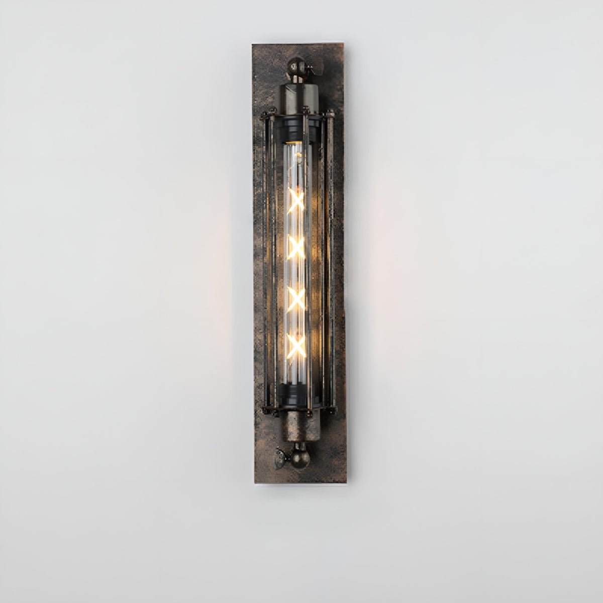 Iron & Glass LED Fixture Vintage Industrial Hardwired Sconce Warm White Light for Hallways Bedrooms Kitchens Bathrooms & Living Spaces