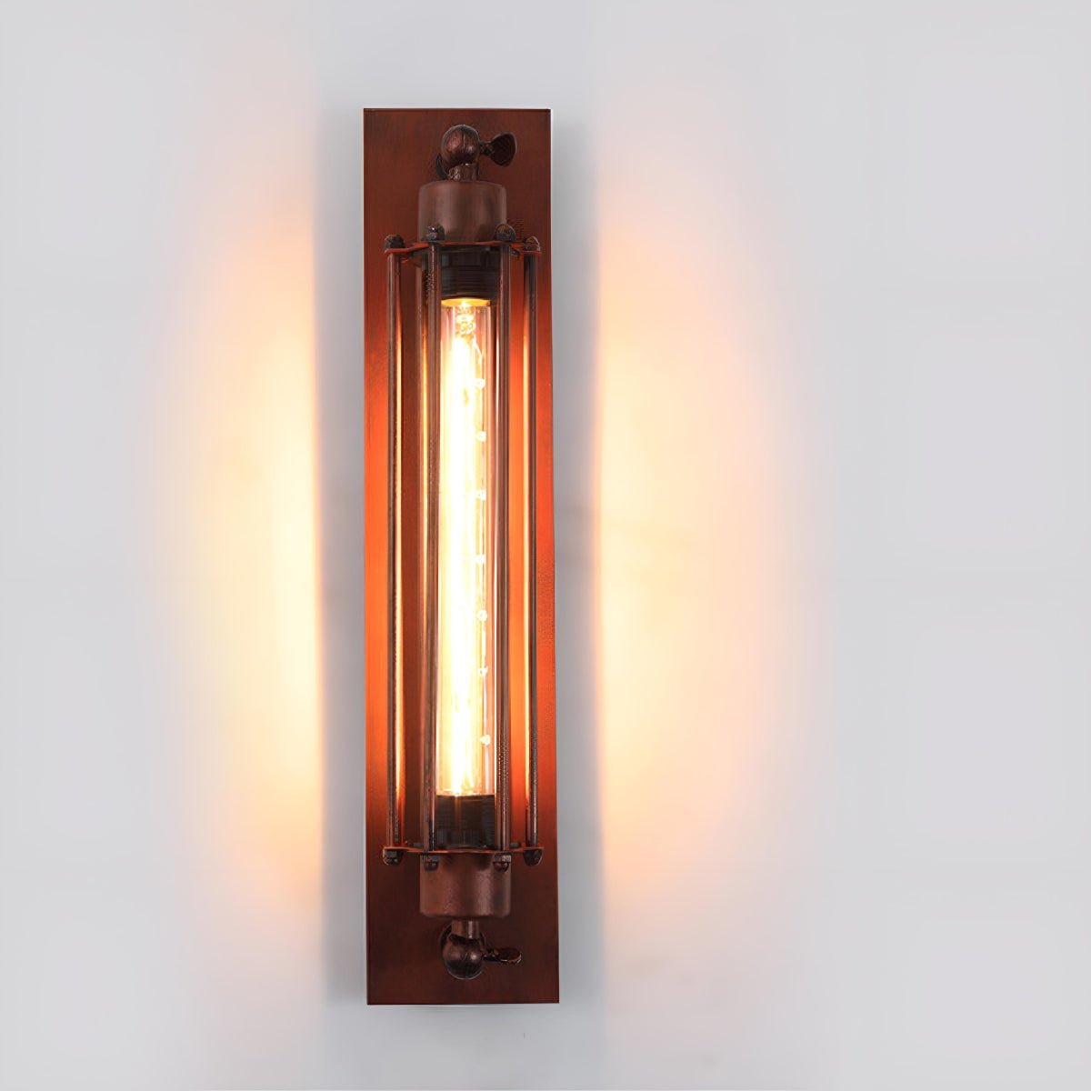 Iron & Glass LED Fixture Vintage Industrial Hardwired Sconce Warm White Light for Hallways Bedrooms Kitchens Bathrooms & Living Spaces