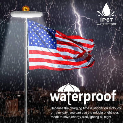 Solar Flag Pole Light with 128 Bright LEDs - Upgraded Version