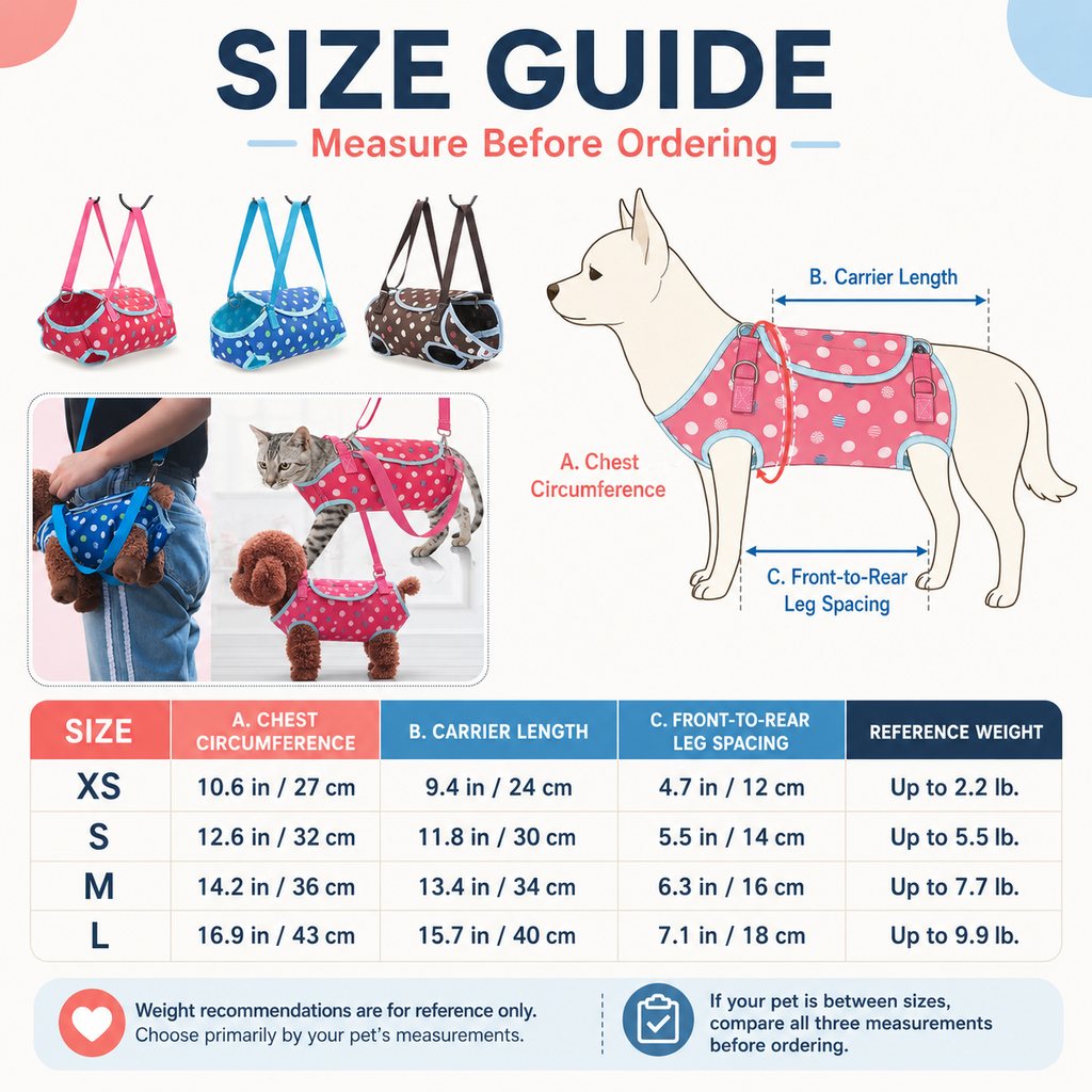 Ortekor Wearable Pet Carrier Harness for Small Dogs & Cats - Hands-Free Carry for Vet Visits & Short Outings