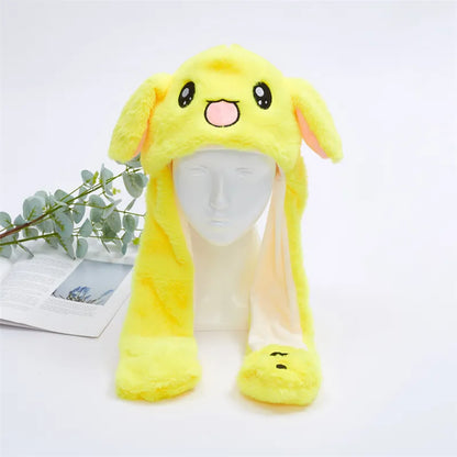 Plush Animal Hat with Squeezable Ears That Move — Soft Costume Cap for Kids & Adults | Cosplay Party Accessory Winter Beanie | Fun Gift