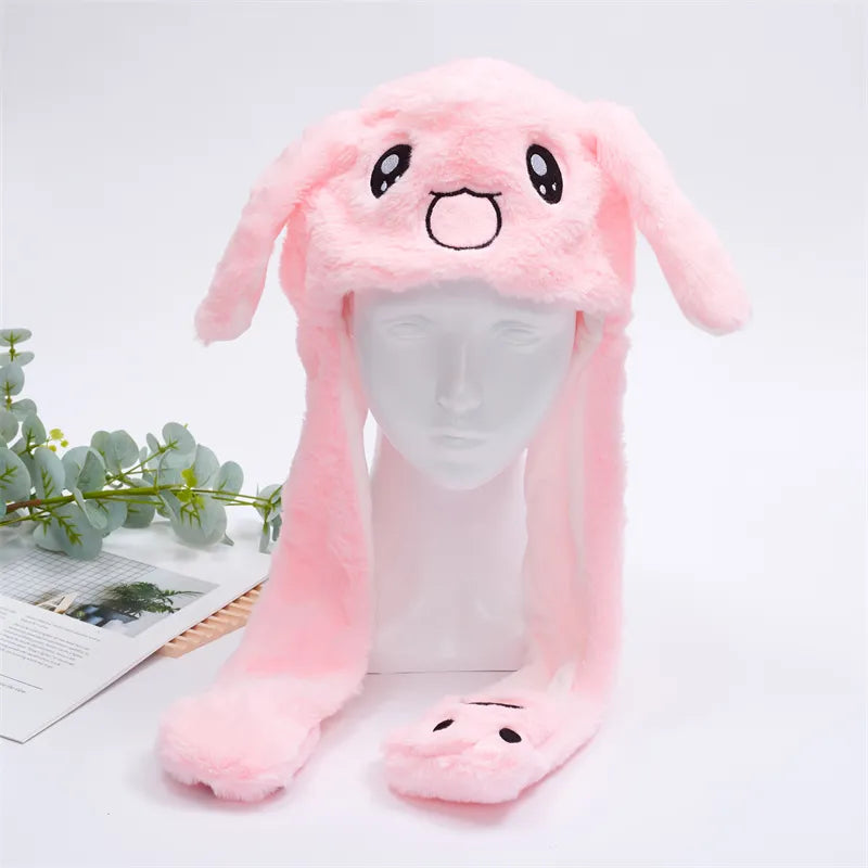 Plush Animal Hat with Squeezable Ears That Move — Soft Costume Cap for Kids & Adults | Cosplay Party Accessory Winter Beanie | Fun Gift