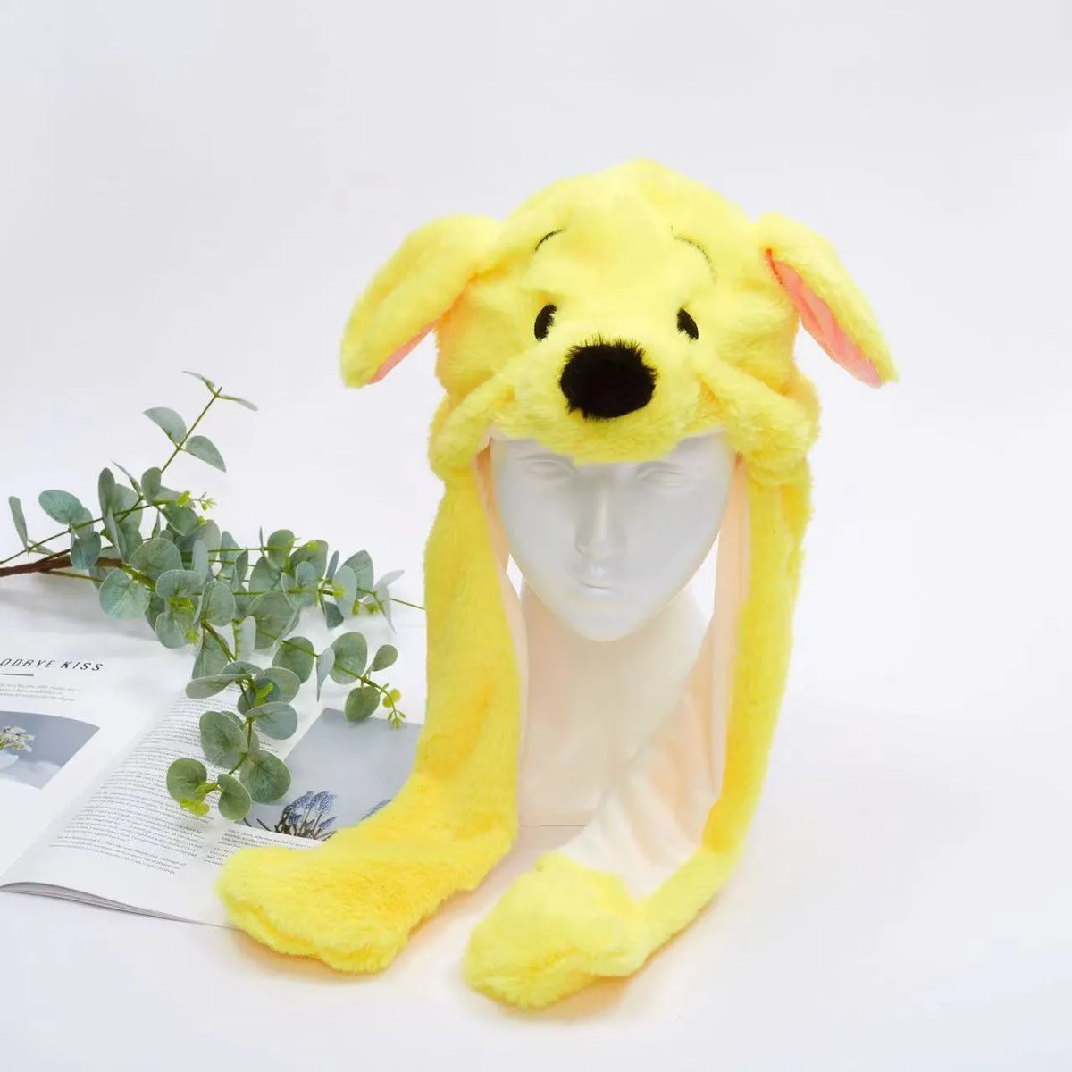 Plush Animal Hat with Squeezable Ears That Move — Soft Costume Cap for Kids & Adults | Cosplay Party Accessory Winter Beanie | Fun Gift