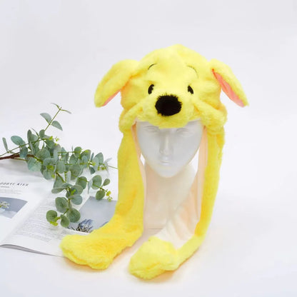 Plush Animal Hat with Squeezable Ears That Move — Soft Costume Cap for Kids & Adults | Cosplay Party Accessory Winter Beanie | Fun Gift
