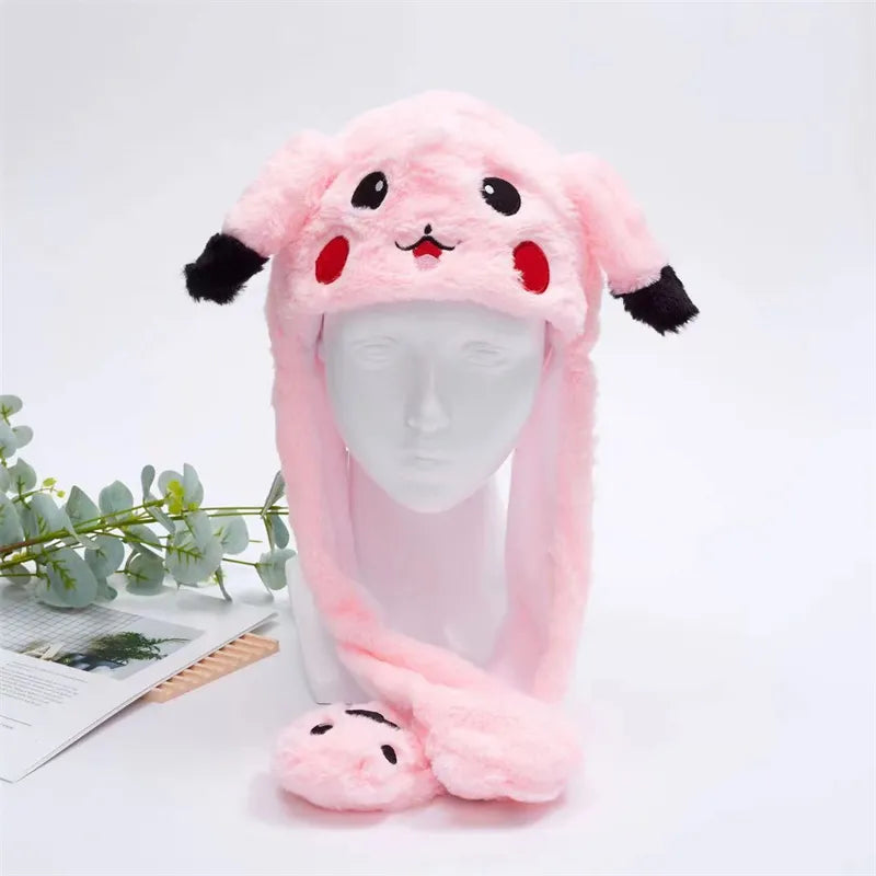 Plush Animal Hat with Squeezable Ears That Move — Soft Costume Cap for Kids & Adults | Cosplay Party Accessory Winter Beanie | Fun Gift