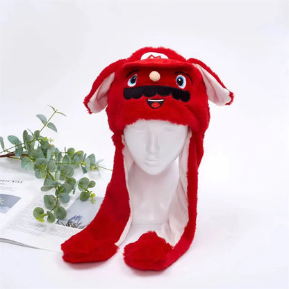 Plush Animal Hat with Squeezable Ears That Move — Soft Costume Cap for Kids & Adults | Cosplay Party Accessory Winter Beanie | Fun Gift