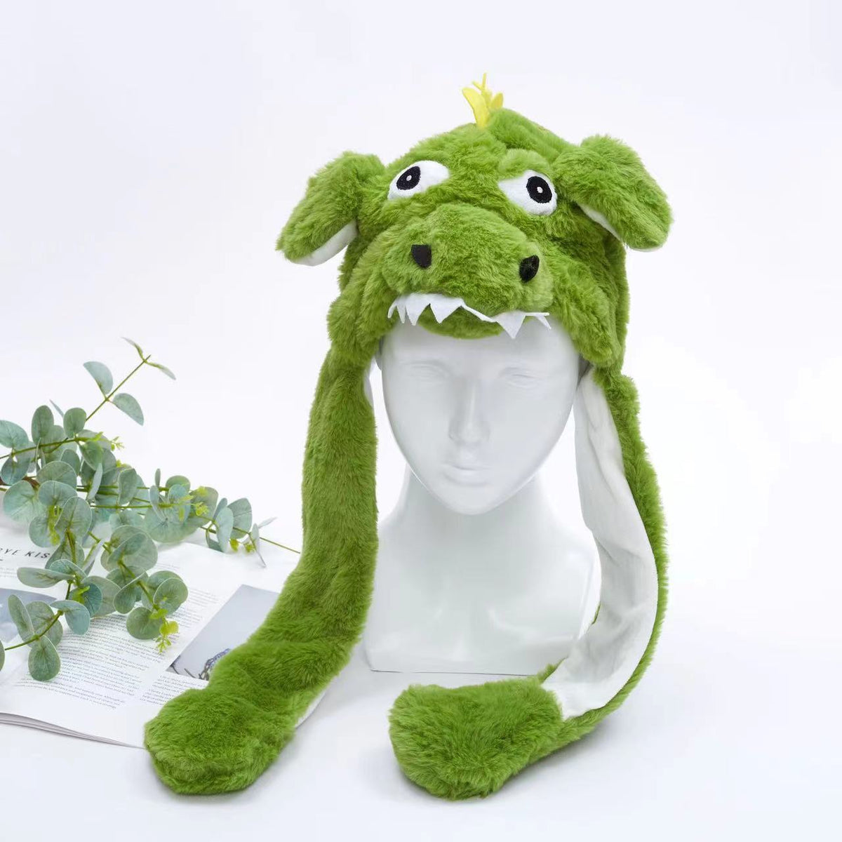 Plush Animal Hat with Squeezable Ears That Move — Soft Costume Cap for Kids & Adults | Cosplay Party Accessory Winter Beanie | Fun Gift