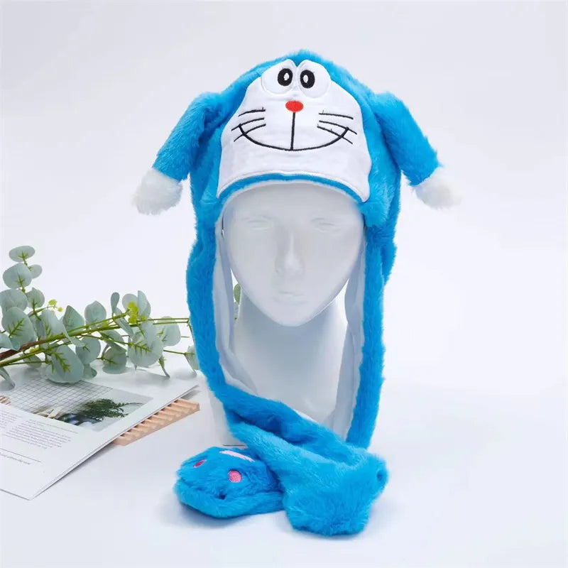 Plush Animal Hat with Squeezable Ears That Move — Soft Costume Cap for Kids & Adults | Cosplay Party Accessory Winter Beanie | Fun Gift