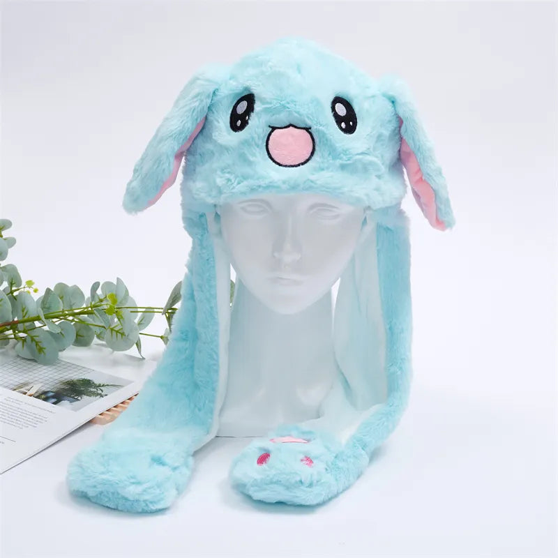 Plush Animal Hat with Squeezable Ears That Move — Soft Costume Cap for Kids & Adults | Cosplay Party Accessory Winter Beanie | Fun Gift