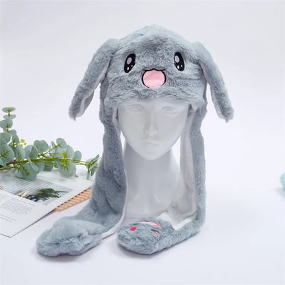Plush Animal Hat with Squeezable Ears That Move — Soft Costume Cap for Kids & Adults | Cosplay Party Accessory Winter Beanie | Fun Gift
