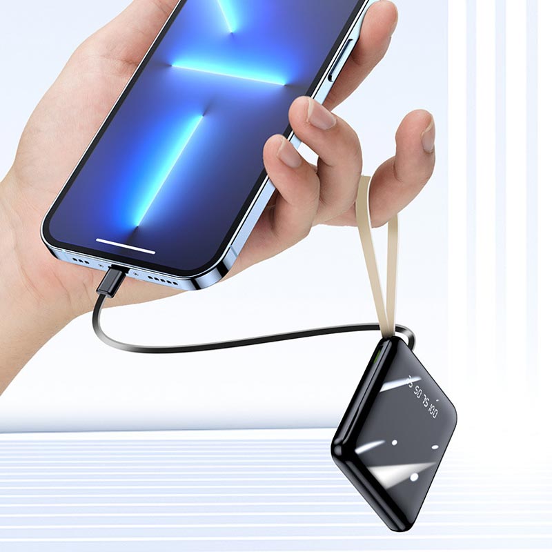 Portable Battery Pack 20000mAh with Built-In Charging Cables for iPhone & Android | Fast Charge Power Bank with LED Display