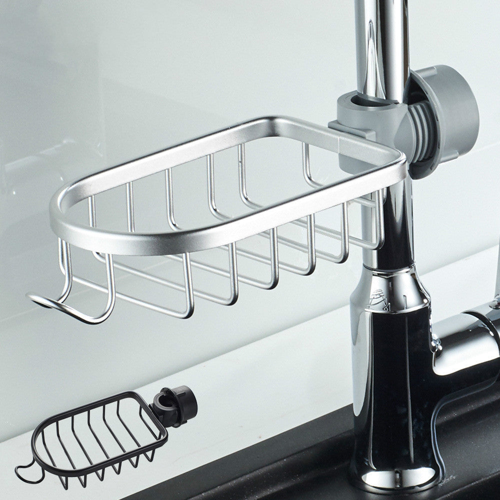 Wall-Mount Soap Holder with Drainage Tray for Shower & Bathroom, No-Drill Adhesive Install, Aluminum Quick-Dry Organizer Caddy