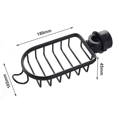 Wall-Mount Soap Holder with Drainage Tray for Shower & Bathroom, No-Drill Adhesive Install, Aluminum Quick-Dry Organizer Caddy