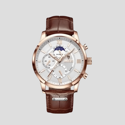 Classic Analog Watch for Men with Moon Phase Indicator | Elegant Design for Timeless Style