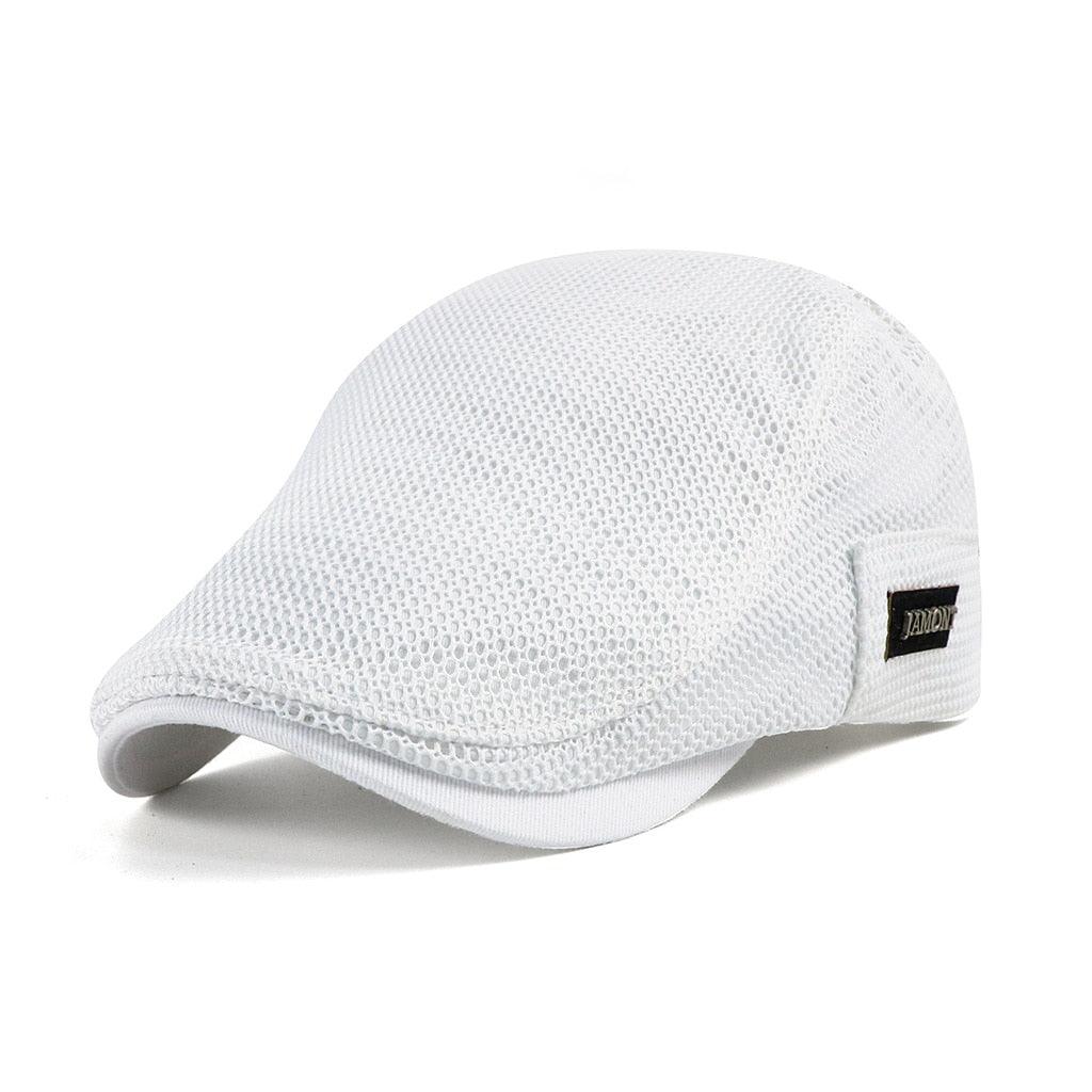 Men's Lightweight Mesh Flat Cap Summer Ivy Hat Adjustable Newsboy Cap for Golf Driving Casual Wear Ventilated