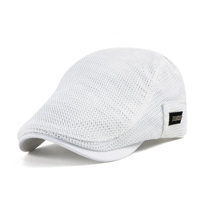 Men's Lightweight Mesh Flat Cap Summer Ivy Hat Adjustable Newsboy Cap for Golf Driving Casual Wear Ventilated