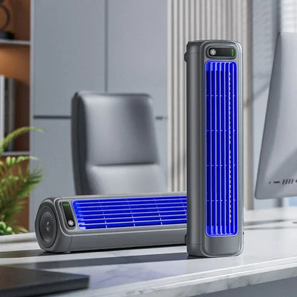 Rechargeable Personal Air Cooler Bladeless Fan for Desk Bedroom Office Small Room Cooling Cordless Portable Oscillating Mini AC