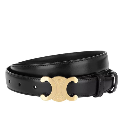 Wearclo | Vintage-Inspired Vegan Leather Belt with Gold CC Logo | Stylish Accessory for Ethical Fashion