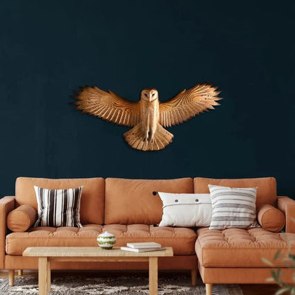 Majestic Owl | Wooden Wall Art with Natural Finish | Artisan Craft for Tranquil Home Ambiance