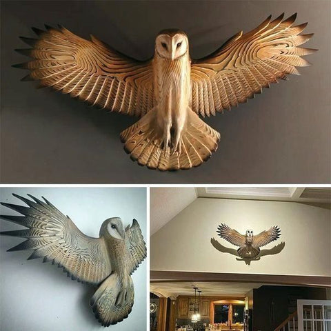 Majestic Owl | Wooden Wall Art with Natural Finish | Artisan Craft for Tranquil Home Ambiance