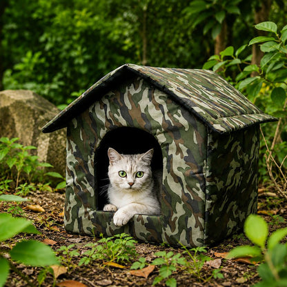 Ortekor Weather-Resistant Outdoor Cat House for Porches & Backyards - Cozy Shelter for Cats & Small Dogs